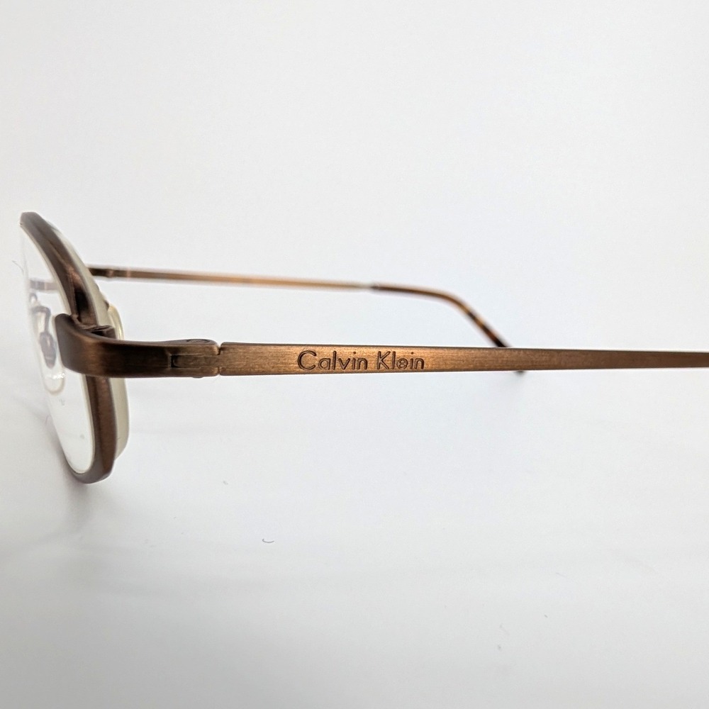 Calvin Klein‎ 346 Oval Metal Eyeglasses Bronze Y2K 90s Italian Made 46-21-135 - Picture 2 of 7